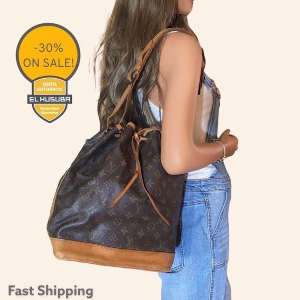 Authentic Louis Vuitton Shoulder Bag Drawstring Petit-Noe GM Used LV Handbag